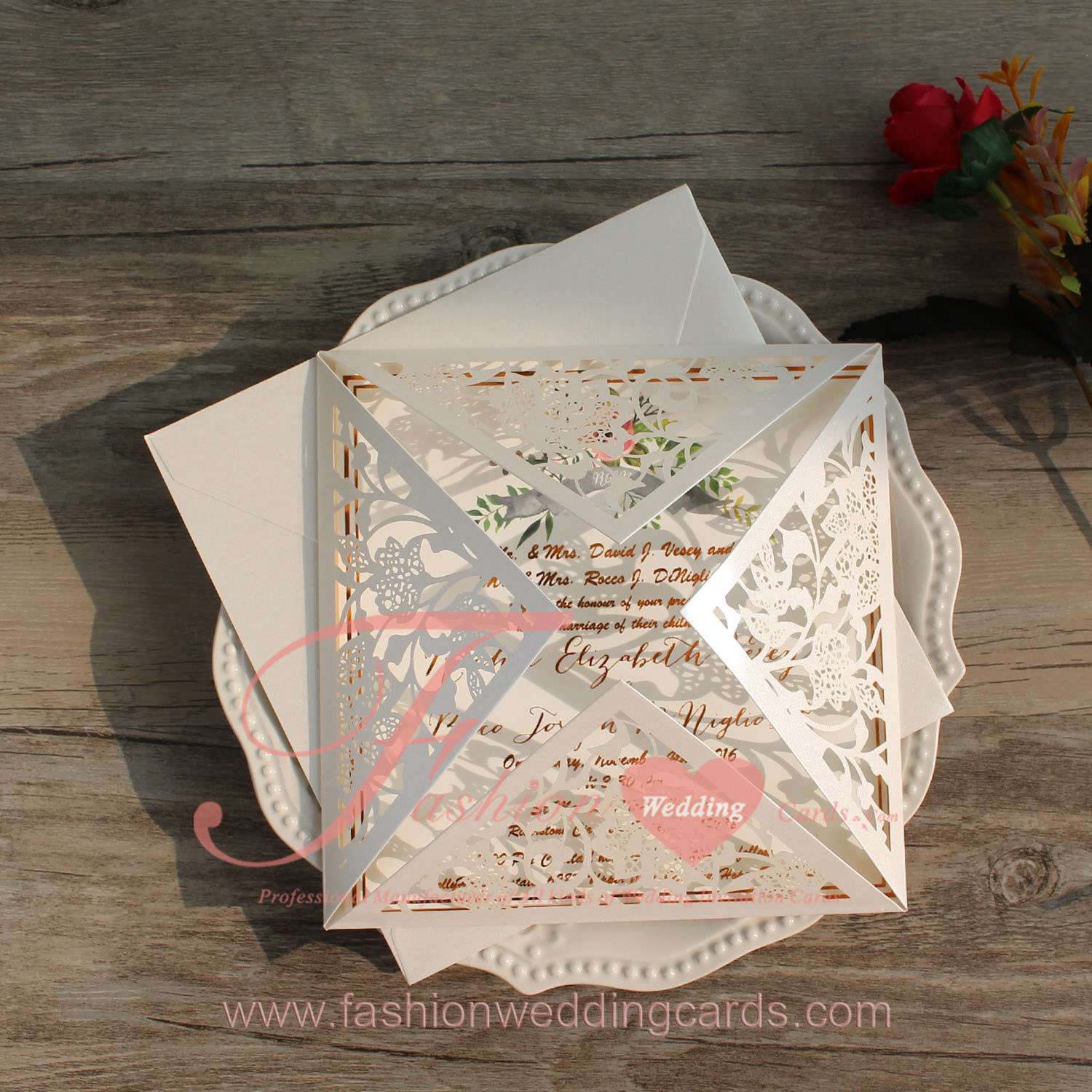 Unique White Laser Cut Wedding Stationery UK